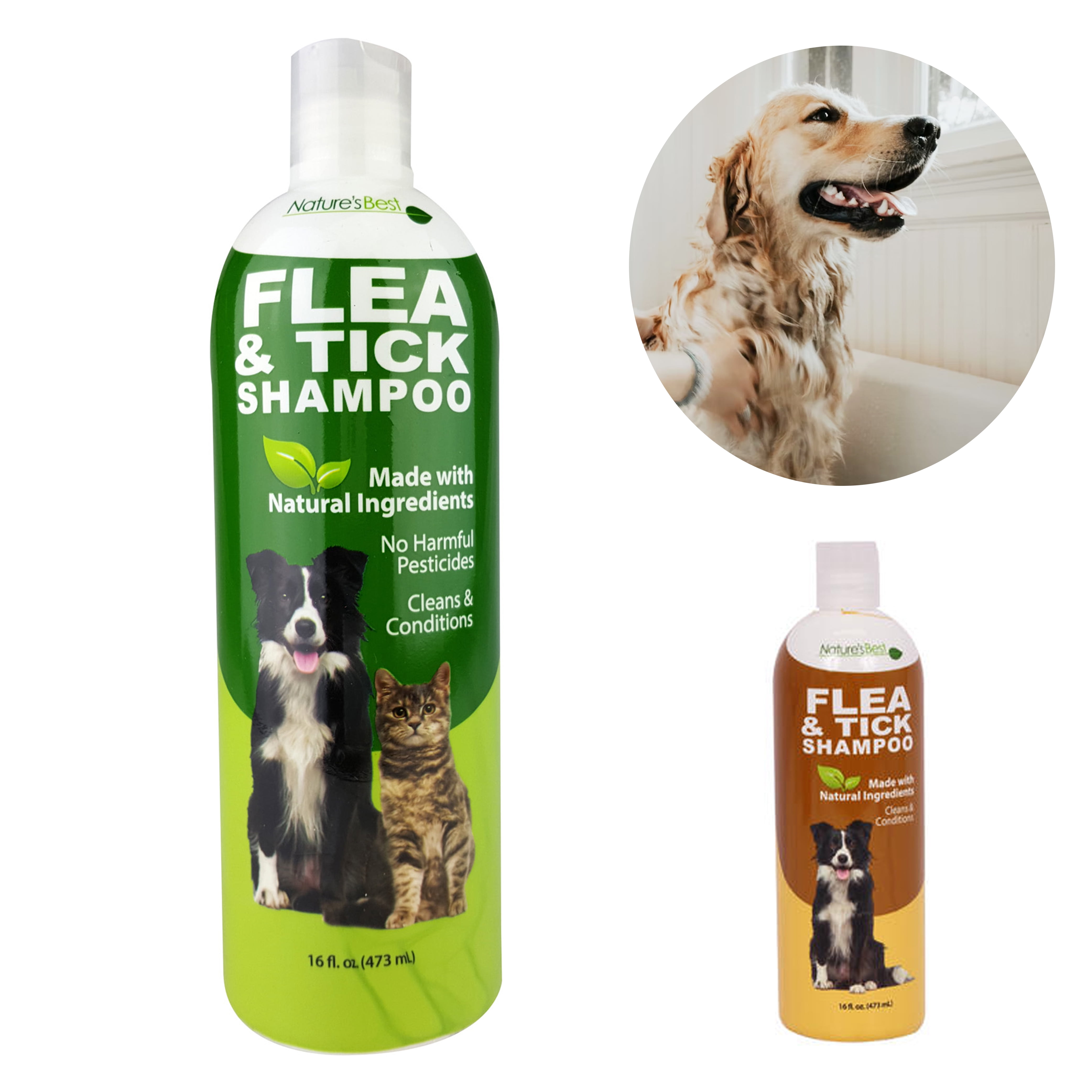 2x 16oz Flea Shampoo Tick Natural Pet Dogs Conditioner Cleaning Bath