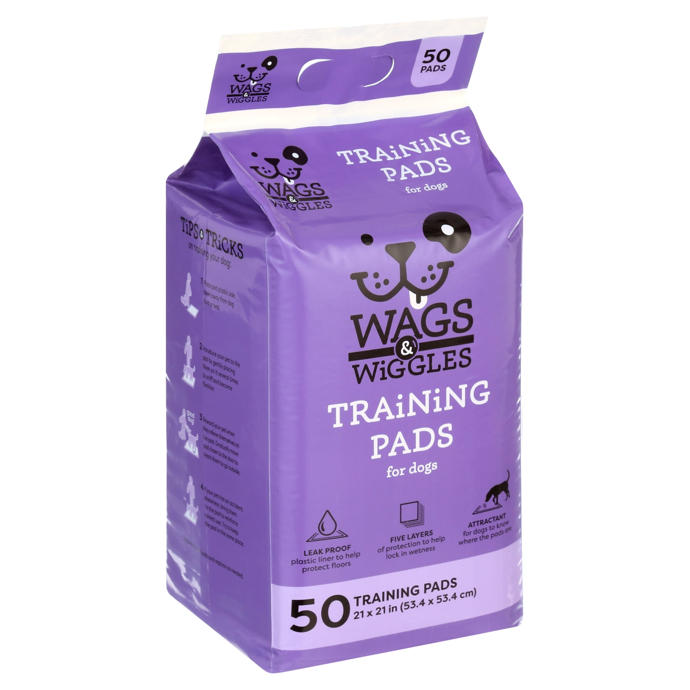 (3 pack) Wags & Wiggles 21" x 21" Training Pad - 50 Pack