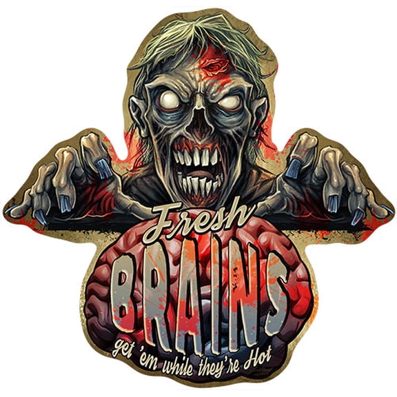 Zombie Brains Novelty Sign | Indoor/Outdoor | Funny Home Décor for Garages, Living Rooms, Bedroom, Offices | SignMission personalized gift Wall Plaque Decoration