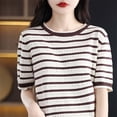 thumbnail image 4 of BUIGTTKLOP Cotton Sweaters for Women Short Sleeve Knit Tops Hollow out Crewneck Pullover Top, 4 of 6