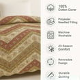 thumbnail image 2 of DaDa Bedding Rustic Bohemian Cranberry Sage Chevron Floral Bedspread Set (JHW-924), 2 of 11