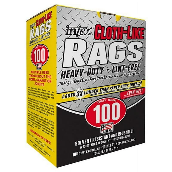 Intex 1014403 10 x 11 in. Cloth-Like Fiber Blend Wiping Rags, 100 Count