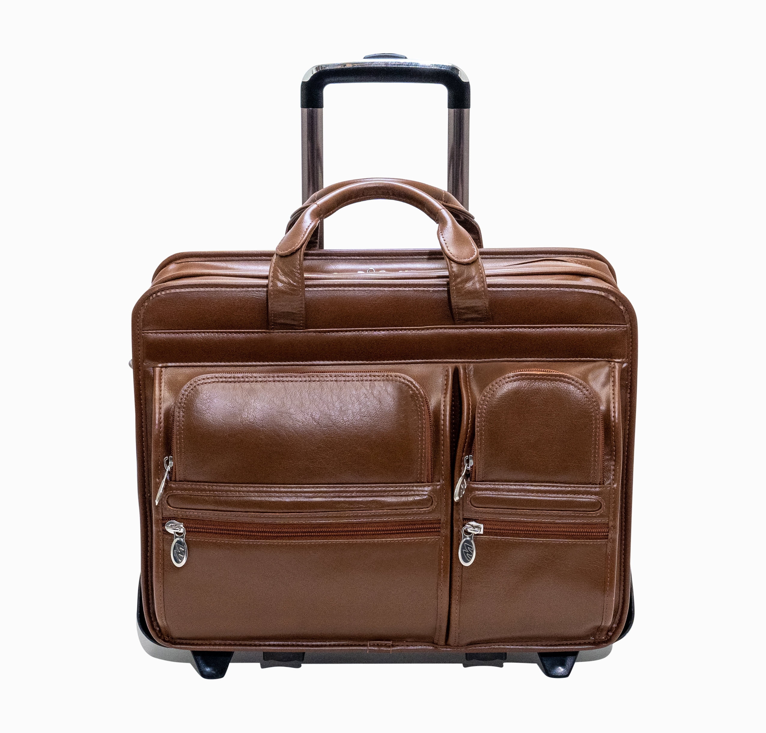 CLINTON17" Leather Patented Detachable -Wheeled Laptop Briefcase