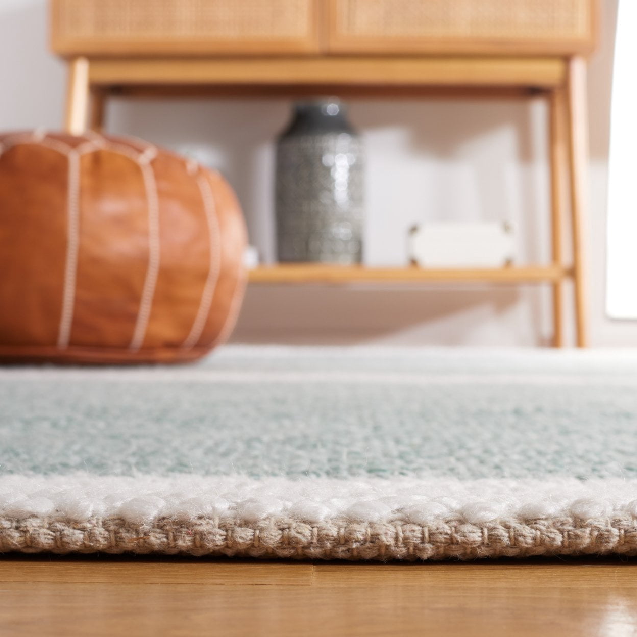 SAFAVIEH Natura Marina Striped Wool Area Rug, Turquoise/Ivory, 3' x 5'