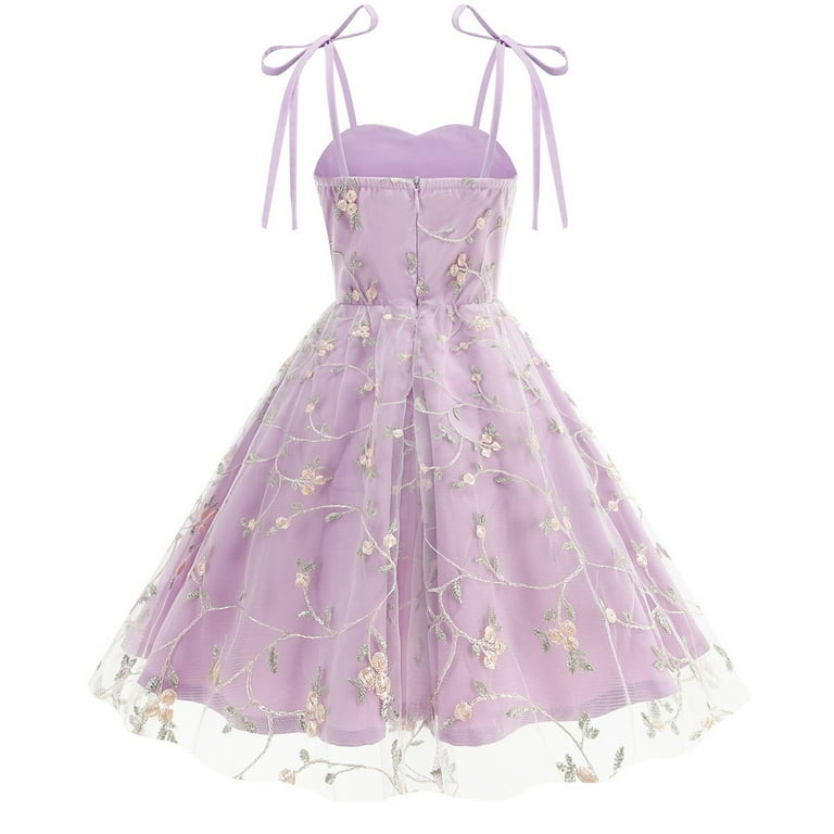 YOUYEDIAN Toddler Dress Elegant Tie Shoulder Embroidery Knit a