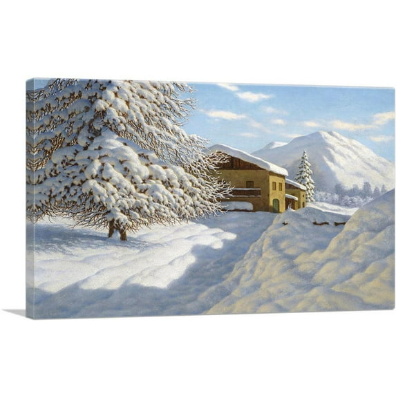 ARTCANVAS Winter Landscape With House Canvas Art Print by Ivan Fedorovich Choultse - Size: 26" x 18" (0.75" Deep)