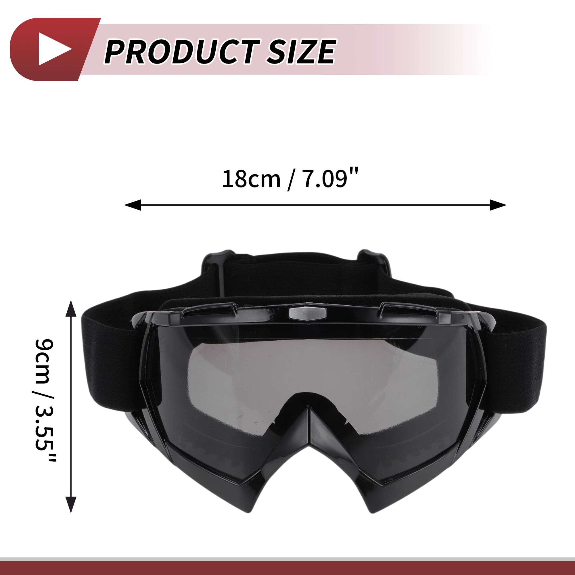Unique Bargains 1 Set Motorcycle Riding Goggles PC TPU Outdoor Sports Sunglasses for Motocross Dirt Bike ATV Grey Lens Black Frame