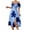 Blue, variant on Women's Flower Print Puff Short Sleeve Square Neck A Line Maxi Dress Tie Front Slit Milkmaid Dress