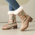 thumbnail image 2 of Y-57 Khaki Womens Casual Winter Thick Short Boots Round Head Thick Sole Thick Heel High Heels Ladies Trendy, 2 of 6