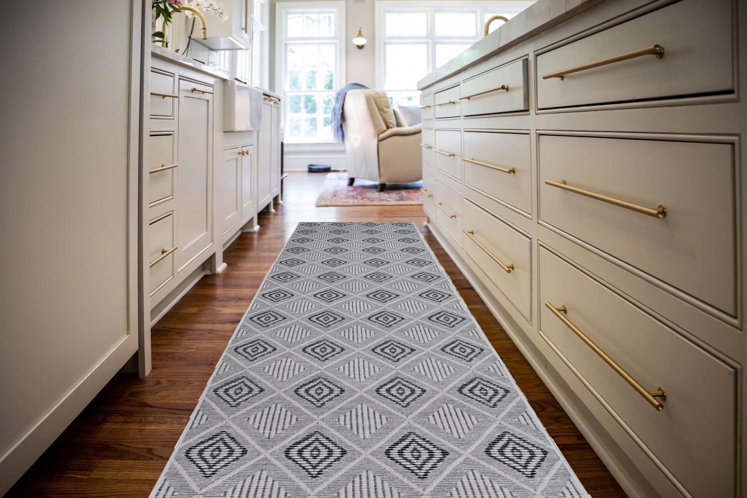 Tapis de couloir Mirage Marko crème et gris 2 pi x 10 pi
