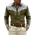 thumbnail image 1 of Camisetas de Navidad de Manga Larga de los Hombres Imprimir de Moda Casual Manga Larga Turndown Collar Blusa para Primavera Invierno Al Aire Libre Diario, 1 of 4
