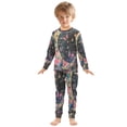 thumbnail image 3 of BZSMCE Unisex Pajama Set Snug-Fit Cotton Sleepwear Celestial Butterflies and Roses Printed, 3 of 7