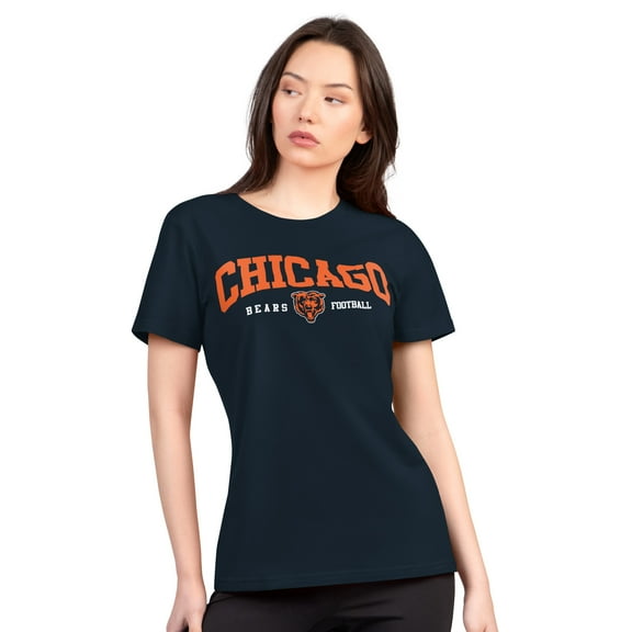 Women's G-III 4Her by Carl Banks Navy Chicago Bears Super-Slim Lightweight Winning Crew T-Shirt