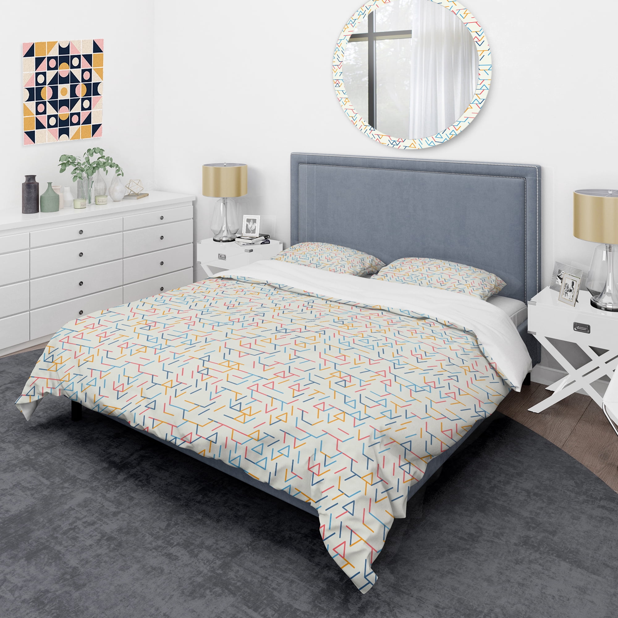 Designart 'Abstract geometric background. pattern.' Mid-Century Modern Duvet Cover Set