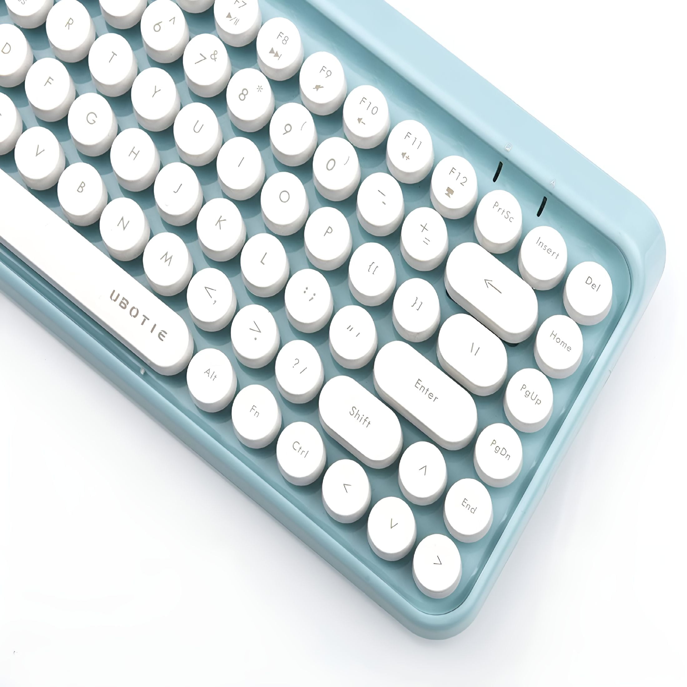 GJX 2026 New Portable Bluetooth Colorful Computer Keyboards,Wireless Mini Compact Retro Typewriter Flexible 84Keys Design Keyboard for Office,Travel,Home(Blue-White)