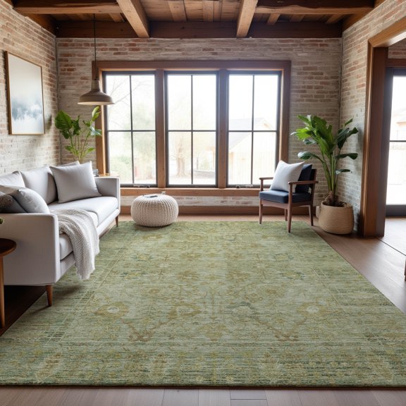 Addison Rugs Mayfield Premium Machine Washable Traditional Global Sage Rectangle Rug, 5' x 7'6"
