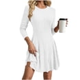 thumbnail image 4 of Mutghys Women's Knit Dress Crew Neck Ribbed A Line Dresses Going Out Warm Comfy Pullover Sweater Mini Dress, 4 of 9