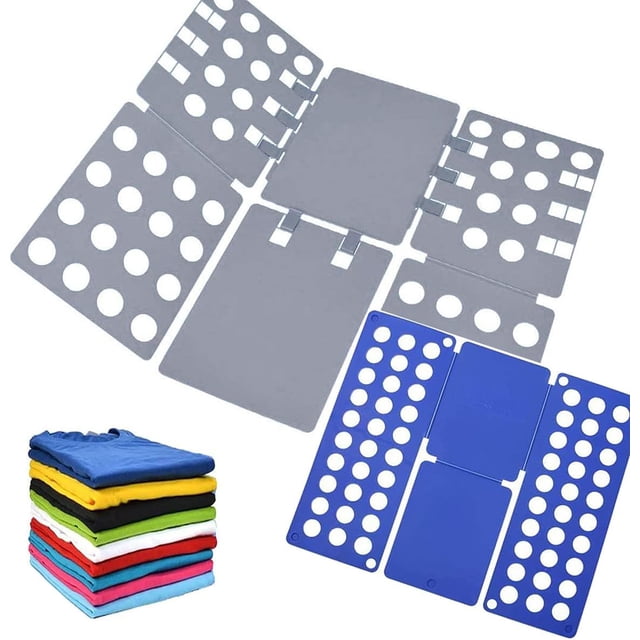 Piezas Tabla Plegable de Lavandería, Carpeta de Lavandería para Ropa de Niños y Adultos Tabla Plegable de Lavandería para Organizar Ropa, Pantalones, Camisetas, Camisas (Gris+Azul) Sincero Electrónica