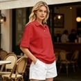 thumbnail image 4 of Dresfit Womens Golf Shirts Button Down Polo Shirts 2026 Summer Short Sleeve Collared Back To School T Shirts Loose Solid Plus Size Tennis Tops L, 4 of 5