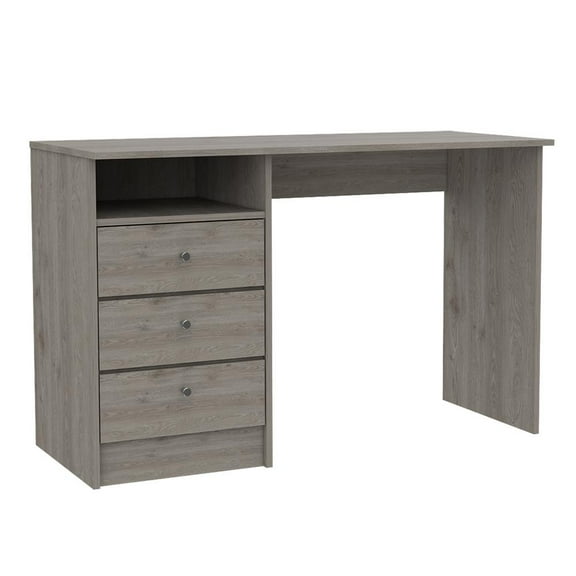 DEPOT E-SHOP Nemocon 3 Drawer Computer Desk - Modern Office Desk with Storage Shelf - Light Gray, Gray Oak, Black