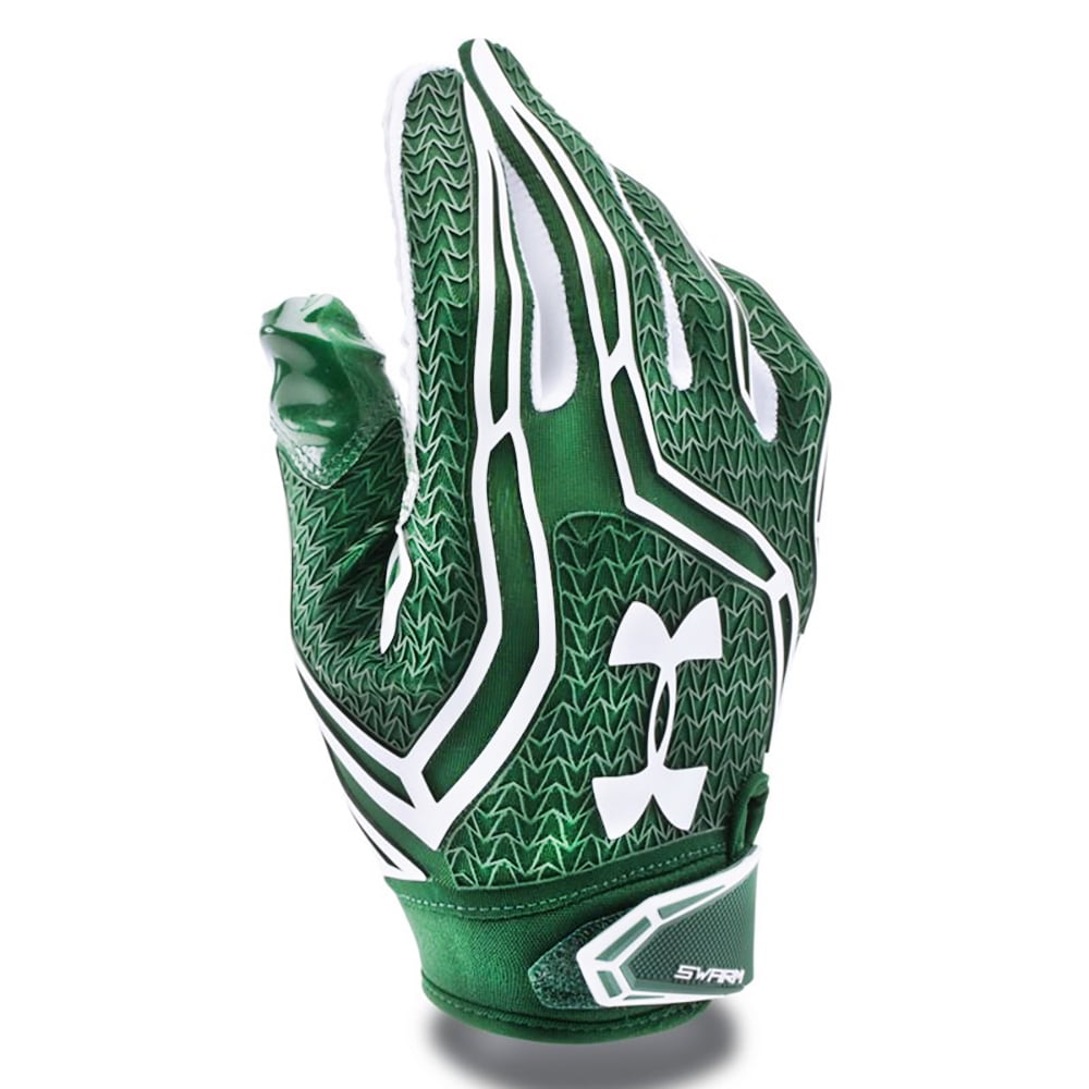NEW Mens Under Armour Swarm Receiver Football Gloves Green / White Size