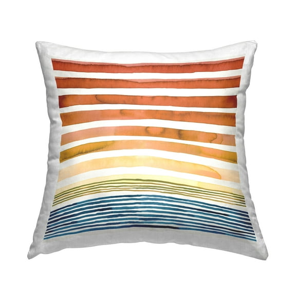 Stupell Industries Sunset Stripes Patterned Landscape Square Decorative Printed Throw Pillow, 18 x 18