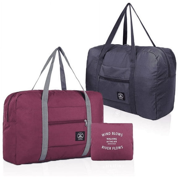 2 Pack Foldable Travel Duffel Bag, Amerteer Waterproof Carry On Luggage Bag, Lightweight Travel Luggage Bag for Sports, Gym, Vacation