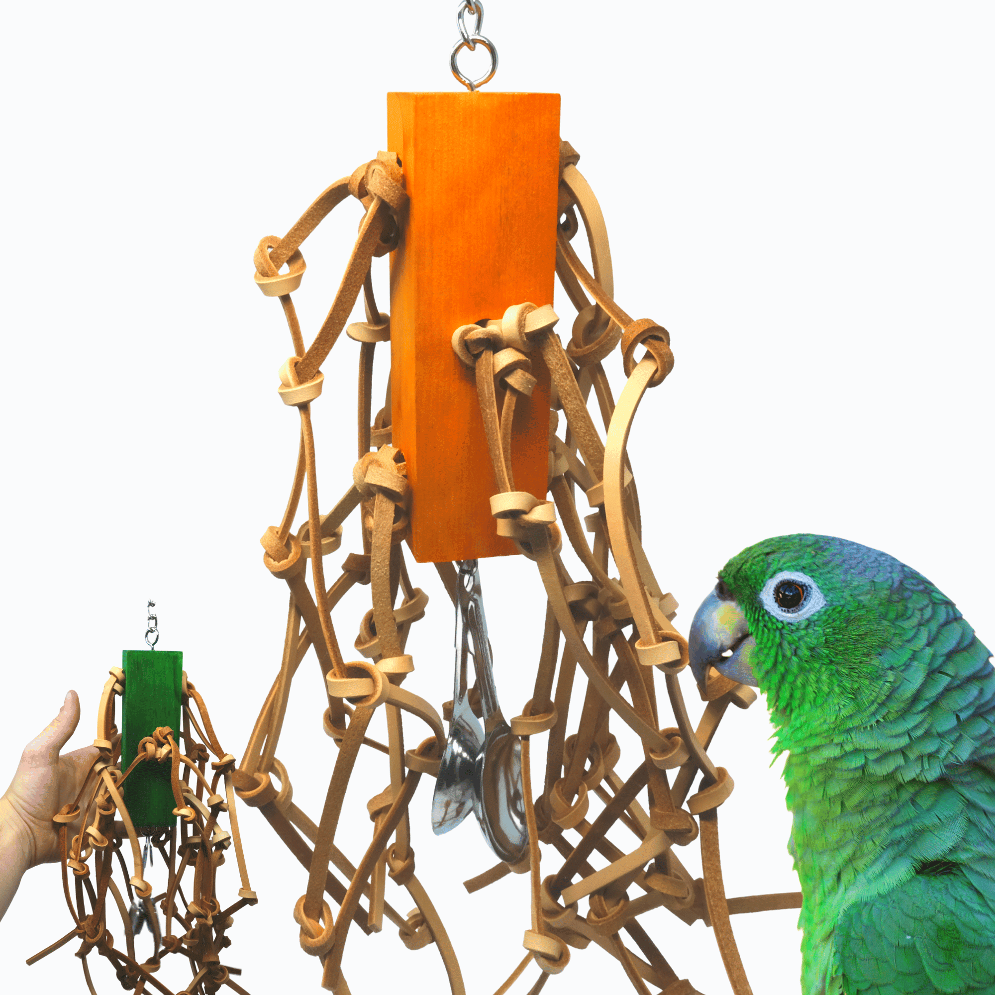 Bonka Bird Toys 2554 Mega Leather Large Parrot Chew Cage Toy