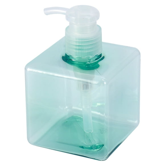 TEHAUX 250ml 8.4oz Empty Refillable Plastic Square Pump Bottle Jar for Liquid Lotion Soap Dispenser Cosmetic Makeup Shampoo Container (Transparent Blue)