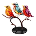 thumbnail image 2 of Adorno de pájaro de vitral | Decoraciones coloridas de pájaros con rama | 5 pájaros únicos hechos a mano | Decoración de escritorio para el hogar, la oficina o como regalo, 2 of 7