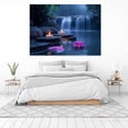 thumbnail image 3 of Mudket Framed,Canvas Wall Art,Ready to Hang, Purple Lotus Candle Zen Landscape Canvas Print, Floral Wall Decor, Relaxing Wall Pictures for Bedroom Bathroom Office Decor - 12"L x 8"W, 3 of 10