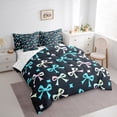 thumbnail image 3 of Homewish Rainbow Bow-Tie Bedding Comforter Set 7 Pieces, Princess Style Full Bedding Set, Cute Kawaii Bow Knot Fitted Sheet Flat Sheet, Lightweight Room Decor, 3 of 8