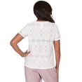 thumbnail image 2 of Alfred Dunner Womens Petite Solid Eyelet Split Beaded Neck Tee, 2 of 4