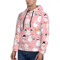thumbnail image 3 of Wukai Cute Pink Snowman Cat Print Men Hoodies Fleece Sweatshirts Long Sleeve Sweaters Pullover Fall Outfits Winter Clothes-XX-Large, 3 of 7