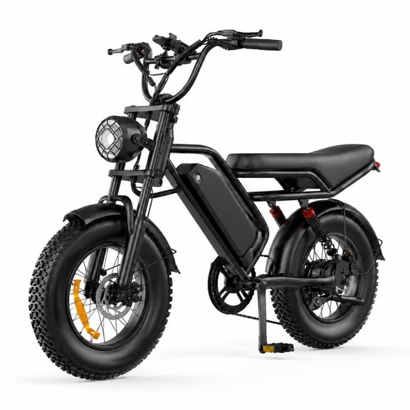 BD16 Electric Bike for Adults, 16-Inch Fat Tires, 500W Motor, 48V 13.5Ah Removable Battery, 19mph MAX, Full Suspension, Black