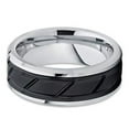 thumbnail image 2 of Silly Kings Jewelry 8mm Grooved Brushed Black Tungsten Carbide Ring Wedding Band (6) (6), 2 of 4