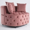 thumbnail image 5 of Accent Chair, Velvet Living Room Chairs with Pillows, Barrel Chairs with Wooden Legs, Classical Sofa Chair, Comfy Chair for Living Room Bed Room Library, Pink, 5 of 9