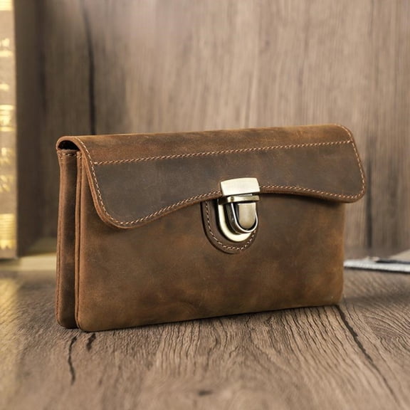 Men’s Vintage Leather Phone Holster Waist Bag with Belt Loop for iPhone up to 6.9 inch