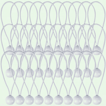 Heavy Duty Tarp Bungee Cords - Pack of 30, 4-Inch White Ball Bungees