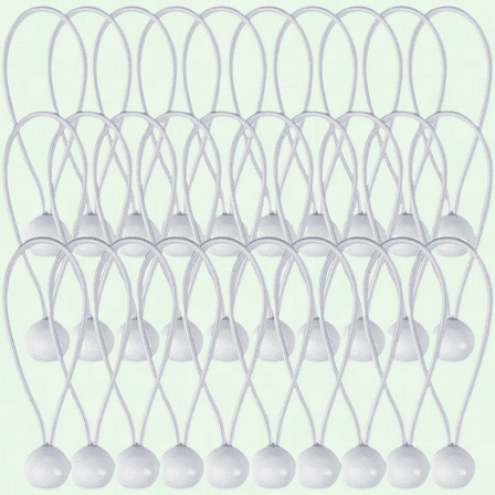 Heavy Duty Tarp Bungee Cords - Pack of 30, 4-Inch White Ball Bungees