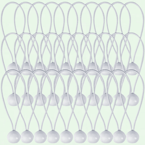 Heavy Duty Tarp Bungee Cords - Pack of 30, 4-Inch White Ball Bungees