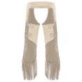 thumbnail image 6 of iiniim Mens Western Cowboy Outfit Open Front Faux Suede Tassel Vest With Hollow-out Chap Pants White XL, 6 of 7
