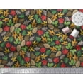 thumbnail image 3 of Soimoi Black Cotton Voile Fabric Colorful Leaves Clip Art Print Fabric by the Yard 56 Inch Wide, 3 of 3