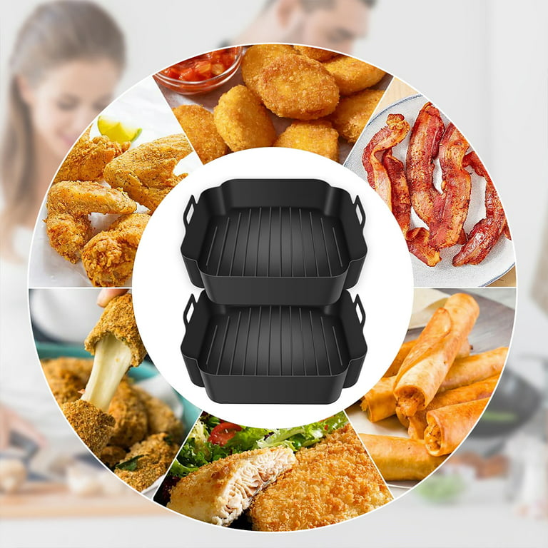2 Pack Air Fryer Square Silicone Heat Resistant Liners for 3 to 7