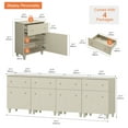 thumbnail image 3 of Set of 4 Sideboards with Drawer and Door for Living Room Kitchen, Beige Side Organizer Floor Cabinet with Adjustable Shelf, 32.4" H, 4 Packs, 3 of 7