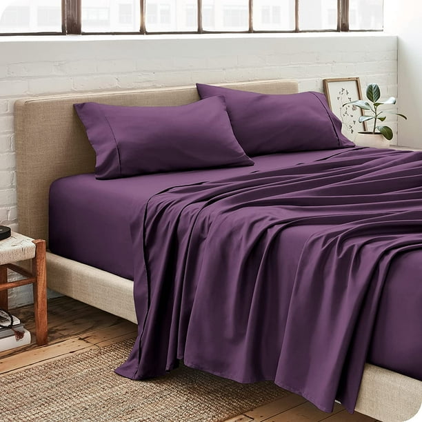 AIMTYD Queen Sheet Set - Luxury 1800 Ultra-Soft Microfiber Queen Bed Sheets  - Double Brushed - Deep Pockets - Easy Fit - 4 Piece Set - Bedding Sheets &  Pillowcases (Queen, Plum) 22 - Plum Queen 