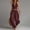 Wine, variant on Women's 2 Piece Boho Outfits Halter V Neck Smocked Crop Top & High Waist Flowy Pants Set Trendy Lightweight Clothes Casual Summer Beach Vacation, Khaki M