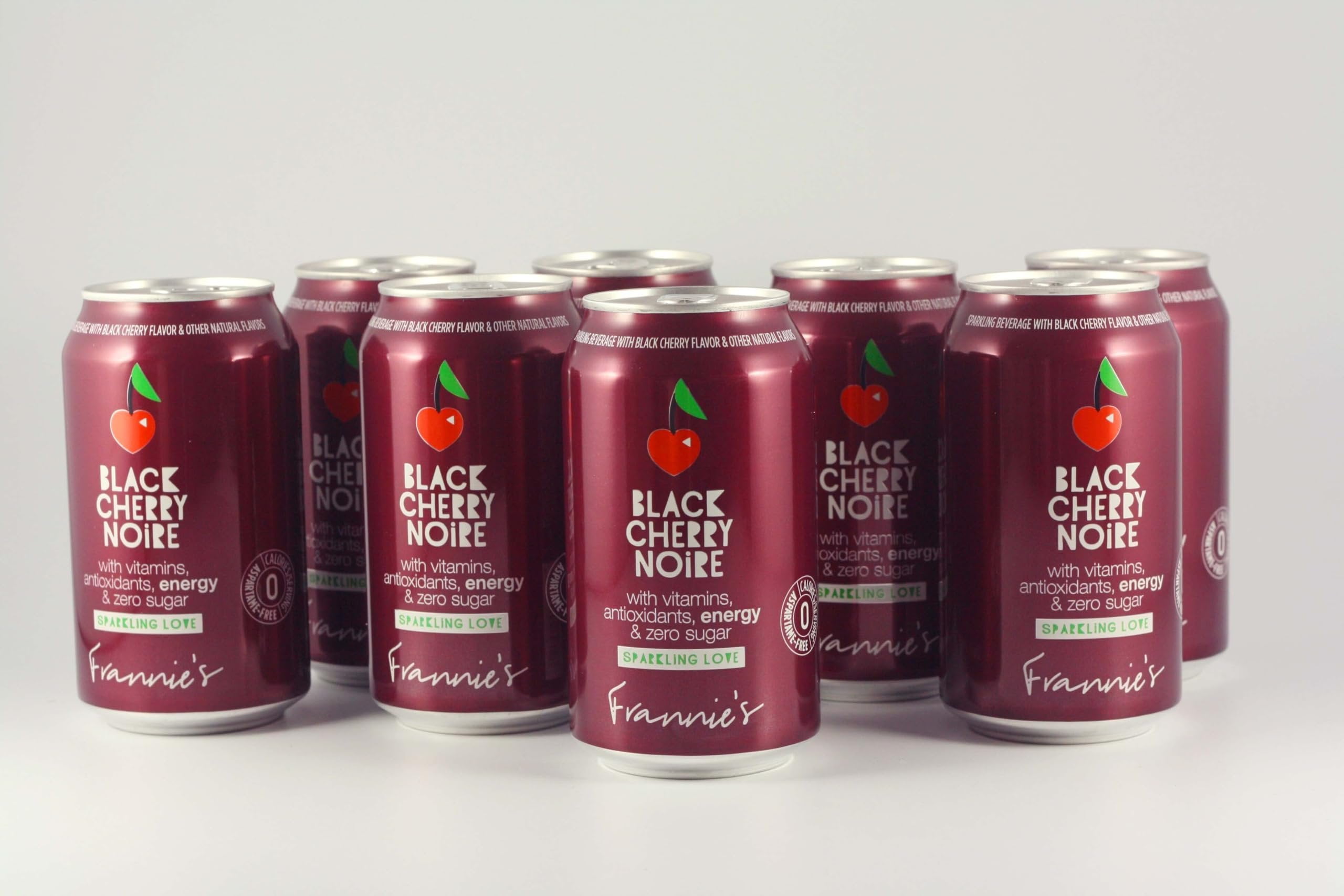 KauffmanTreats Frannie Sparkling Beverage- Zero Calories & Sugar, Aspertame Free: 24-Ct Case 12 Oz. Cans Black Cherry Noire
