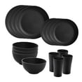 thumbnail image 4 of Luzkey Dinnerware Sets Non Breakable Service for 4 Round Minimalist Matte Dishes Cups for Party Home RV Outdoor Camping Kitchen Black, 4 of 8