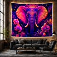 thumbnail image 6 of Floral Garden Front with Facing Elephant Head Vivid, Mystical Fantasy for Space Lovers, Galaxy Room Decor, Mother'S Day Gift, Tapestry Wall Hanging for Bedroom and Dorm, 6 of 7